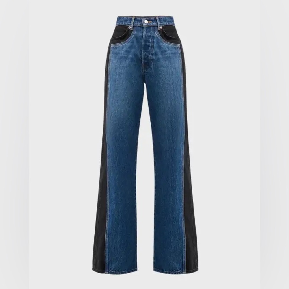 NWT Veronica Beard Taylor Two-Tone Wide-Leg Jean - Size 30